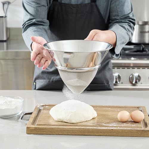 Restaurantware Chinois Strainer 1 Count 10.2" Stainless Steel Bouillon Cone with Extra Fine Mesh China Cap Strainer for Sauces, Stocks, Soups, Broths, Sifting, Sieving, Professional Kitchen Tools - size: Bouillin / Chinois, Extra Fine Mesh-10 1/4"