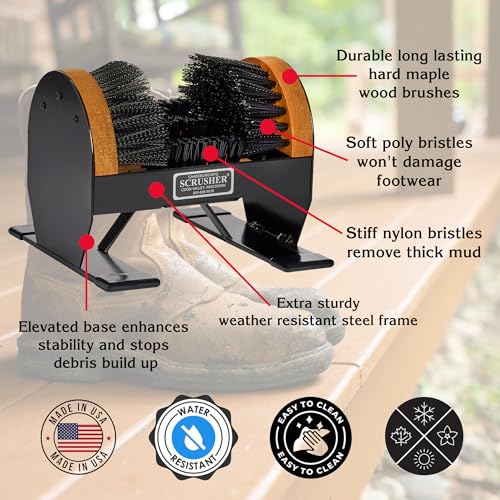 Deluxe Scrusher Heavy Duty Outdoor Boot Scraper with Brushes American Made - style: Deluxe