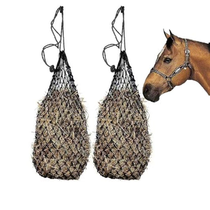 2 Pcs Ultra Slow Feed 1.5"x1.5" Holes 40” Hay Net, Durable Slow Feeder Hay Nets for Horses Goat Feed(Black