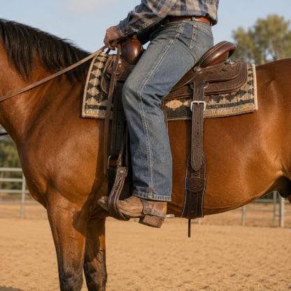 CHALLENGER Horse Western Basket Weave Tooled Leather Rear Flank Saddle Cinch Billets 9779BR
