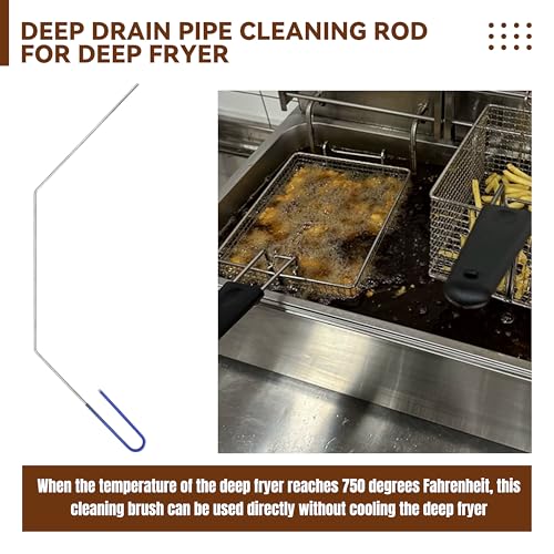 Deep Fryer Cleanout Rod 25" Stainless Steel Angled Drain Cleaning Unclogger Tool for Commercial Kitchen, Restaurant Fryer, 1 PCS - color: 1pcs Cleanout Rod