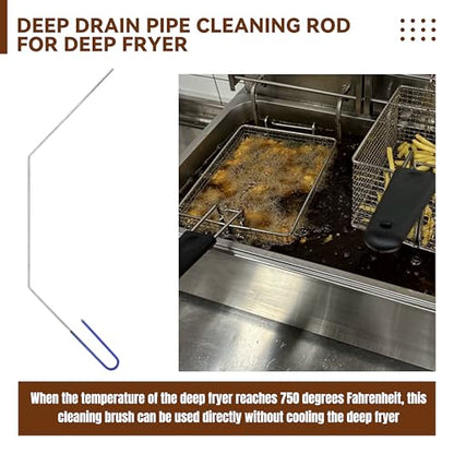 Deep Fryer Cleanout Rod 25" Stainless Steel Angled Drain Cleaning Unclogger Tool for Commercial Kitchen, Restaurant Fryer, 1 PCS - color: 1pcs Cleanout Rod