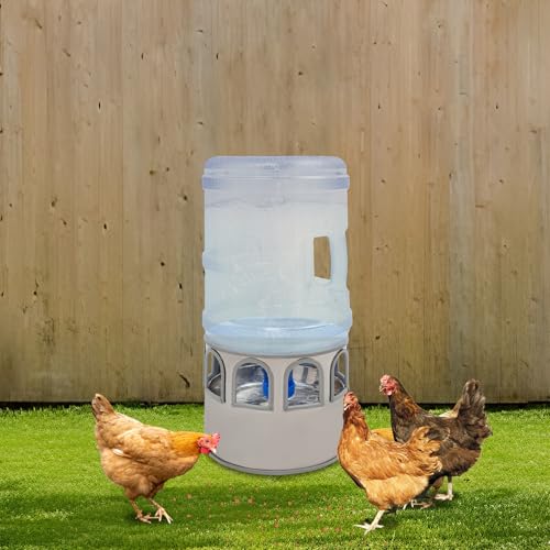 5 Gallon Heated Chicken Waterer with LED Screen, 80W Automatic Poultry Water Heater for 32℉-122℉ Adjustable Temperature, 9 Drinking Windows, Stainless Steel Heated Water Bowl for Winter
