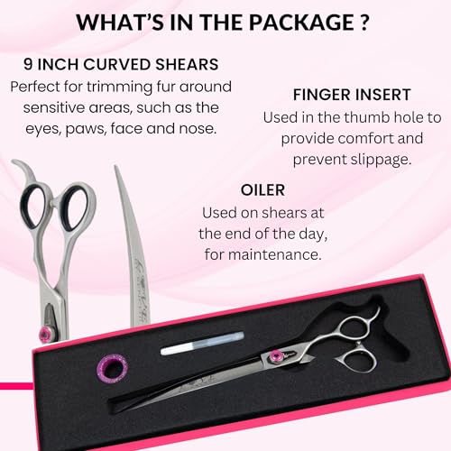 Kenchii Love Dog Grooming Shears, 9in Curved - size: 9.0" Curved