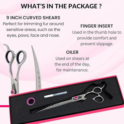 Kenchii Love Dog Grooming Shears, 9in Curved - size: 9.0" Curved