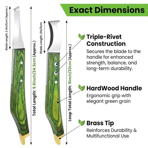 Premium Loop & Hoof Knife Set with Brass End, 9 Inch - color: Multi