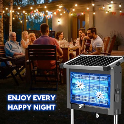 Solar Bug Zapper Outdoor, 4500V Mosquito Zapper Fly Traps Outdoor for Patio - color: Gray