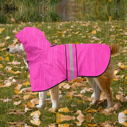 Reflective Puppy Raincoat - Waterproof Adjustable Pet Hooded Slicker Poncho Raincoats Jacket, Lightweight Dog Rain Coat(Pink, Small) - color: Pink, size: Small