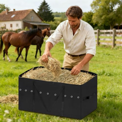 Klmnop Hay Storage Bag Waterproof, 900D 45 x 24 x 20 Inch Large Hay Bale Storage Bag for Horses, Tote Bale Bags for Cattle Goats Sheep(Black)