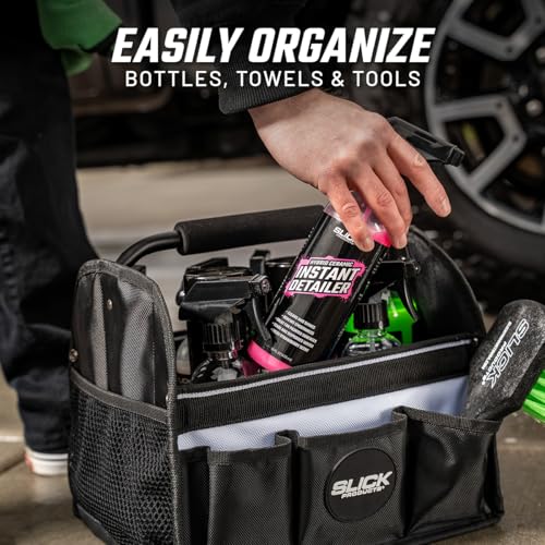 Slick Products Car Detailing Caddy & Organizer Tote - Heavy-Duty Storage