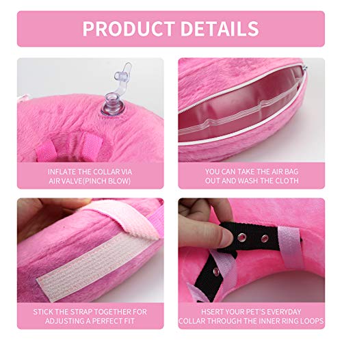 MCHY Inflatable Dog Cone,Adjustable Recovery Collar for Dogs After Surgery,Prevent from Biting & Scratching,Not Block Vision (Pink, XL-Neck 20''- 25'') - color: Pink, size: XL-Neck 20"- 25"