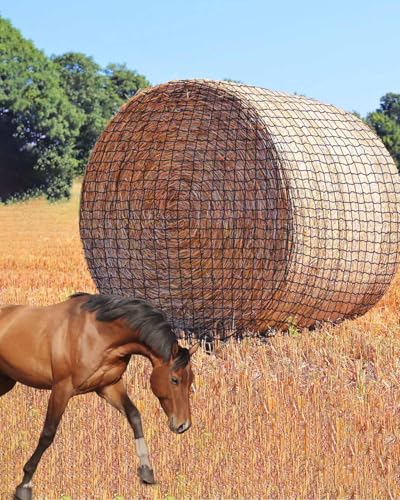 5x5Ft Round Bale Hay Net, Knotless Slow Feeder Hay Net for Horses - size: 5x5Ft