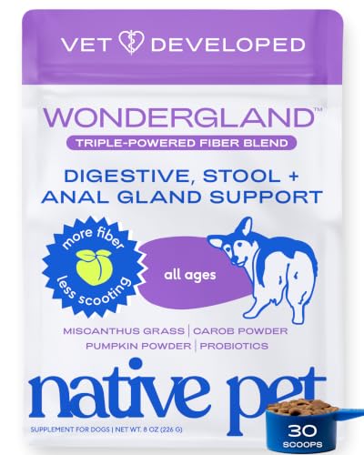 Native Pet WonderGland - Dog Anal Gland Supplement - Promotes Firm Stools, Natural Gland Expression to Help Reduce Scooting - Fiber Food Topper with Miscanthus Grass, Pumpkin & Probiotics - 30 Scoops - size: 30 Servings