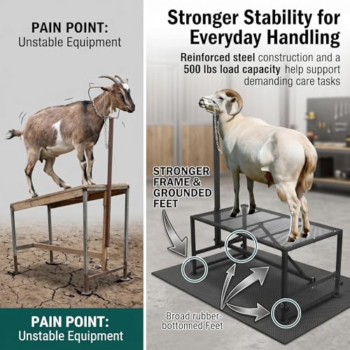Premium Sheep Stand, Goat Stand & Functional Hoof Stand - Adjustable Design for Sheep Grooming, Goat Milking & Hoof Trimming, Sturdy Build for All Farm Animal Care Needs