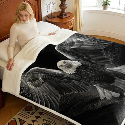 Sleepwish Bald Eagle Sherpa Blanket Powerful Animal Blanket Print Throw - color: Bald Eagle, size: Throw