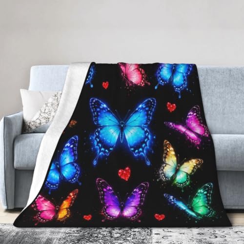 Colorful Throw Butterflies Blanket - color: Butterflies, size: 80"x60"
