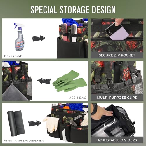 SCAVATA Wearable Cleaning Caddy Organizer With Handle & Shoulder Strap - color: GreenBush