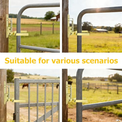 Heavy Duty Automatic Locking Gate Latch (2-Pack) - Farm/Ranch Fence Latch with Zinc Coating, One-Hand Operation & Spring Lock, Easy Install for Wood/Metal/Pipe Fences