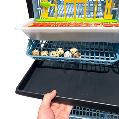 Hatching Time Quail Breeding Cage Indoor - 4 Layer Stackable Quail Coop, Easy Clean, Rust-Free, Egg Roll-Out Tray, Power-Washable PP Plastic Quail Pens with Frame & Wheels, Comfortplast by Cimuka - style: Traditional