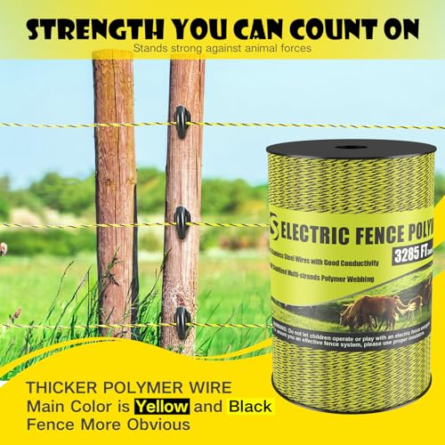 BESTEEL Electric Fence Poly Wire Electric Fencing Polywires 3285 Feet 1000M - size: 3285 Feet