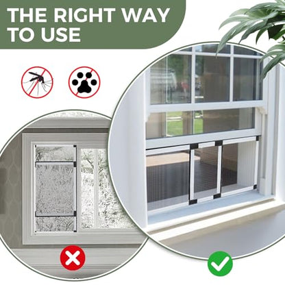 FLYZZZ Adjustable Window Screen (10" H x 19" - 36" W)) 1-Pack Small White Adjustable Screens for Windows with Sturdy Aluminum Mesh– Horizontal Use Only - size: 10" H x 19" - 36" W-1Pack