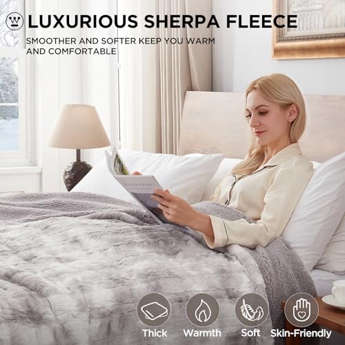 Westinghouse Heated Blanket Queen Size, Faux Fur with 10 Levels, Light Grey - color: Light Grey, size: Queen 84" x 90"