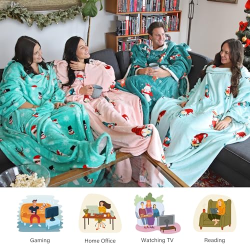 Catalonia Wearable Blanket with Sleeves for Women & Men, Fleece Wrap Throw - color: Christmas Dwarfs