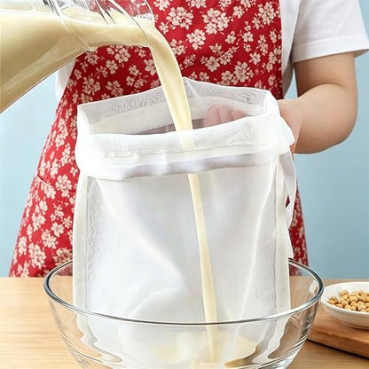 2Pcs Fine Mesh Strainer Bags, 100 Mesh Food Grade Nut Milk Bag for Almond Milk, Yogurt, Juice, Cold Brew Coffee, Reusable & Washable