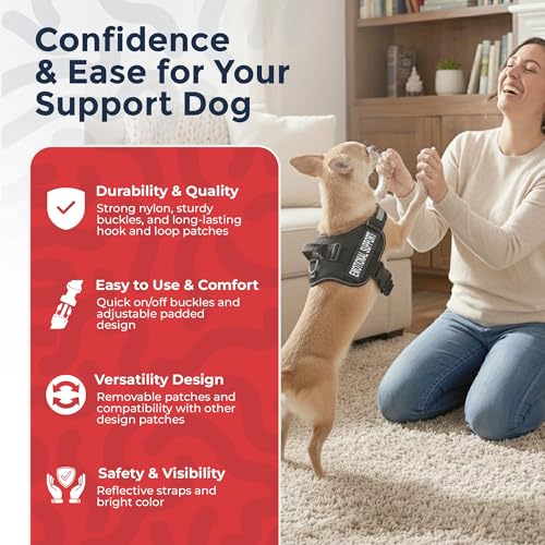 Industrial Puppy Emotional Support Vest Harness, XS 16.5-21.5 in, Black - color: Black, size: XS, Fits Girth 16.5-21.5"
