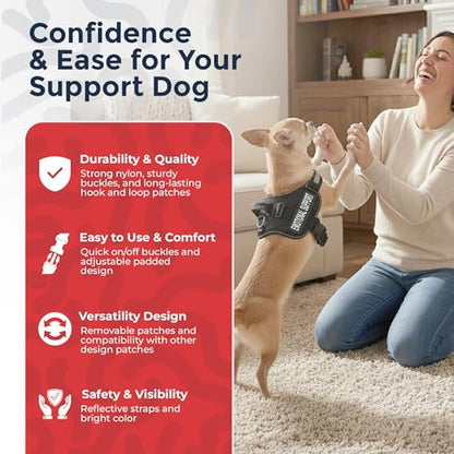 Industrial Puppy Emotional Support Vest Harness, XS 16.5-21.5 in, Black - color: Black, size: XS, Fits Girth 16.5-21.5"