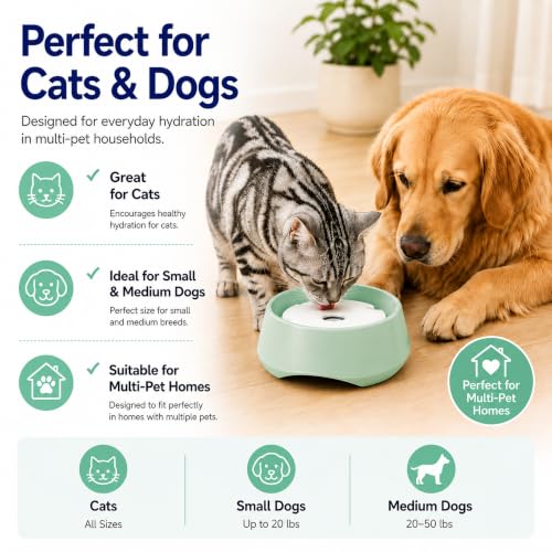 Green No Spill Dog Water Bowl, Pet Floating Water Bowl No Wet Mouth, Anti Splash & Anti Tip Slow Water Feeder, Keeps Fur Dry Clean Drinking Bowl for Dogs & Cats, Large Capacity Travel Friendly - color: Green, White