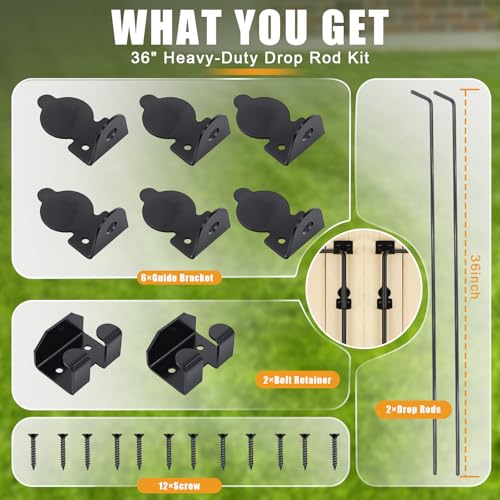 36" Gate Drop Rod for Double Wooden or Chain Link Fence Gates - size: 36" (2 PACK)