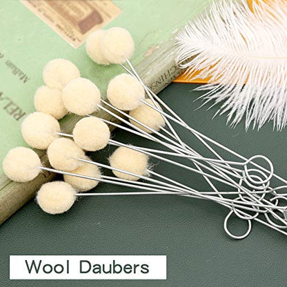 BUTUZE 75 Pcs Wool Daubers Ball Brush, Ball Brush Leather Dye Tool - size: 75 Pcs