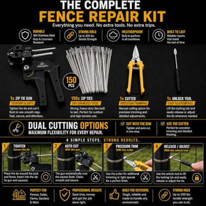Cable Tie Gun Kit 150 PCS Stainless Steel Cable Ties Heavy Duty