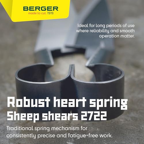 BERGER Topiary & Sheep Shears 2722 - Commercial Grade, Self-Sharpening Blades, Heart Spring, Ambidextrous Design, 6.1 in. Straight Cutting Edge, 12.6 in. Long