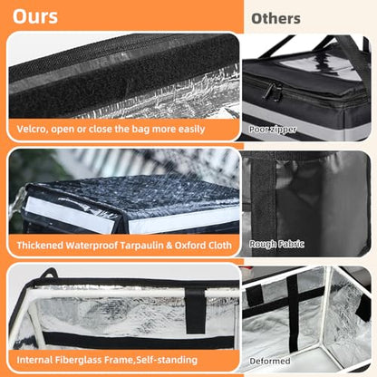TooCust Large Insulated Food Delivery Bag with Fixed Base and Internal Frame, XXL 19.7" x 15" x 15", Commercial Pizza Delivery Bag w/Divider, Waterproof & Foldable Catering Bag Food Deliveries, Black - color: Black, size: XXL-19.7" x 15" x 15"