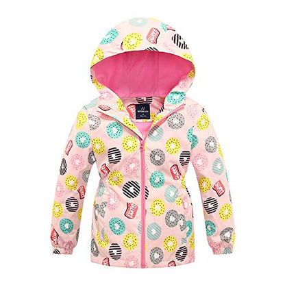 Girls Rain Jacket, Windbreaker Kids Raincoat Waterproof Zip Jacket with Fleece Liner - color: Pink, size: 12