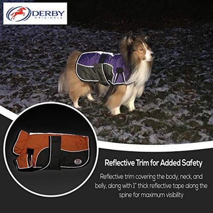 Derby Originals Urban Pet 420D Water Resistant Reflective Winter Dog Parka with Neck Cover & Harness Compatible Opening 220g Heavy Weight - color: Charcoal/Black, size: Medium