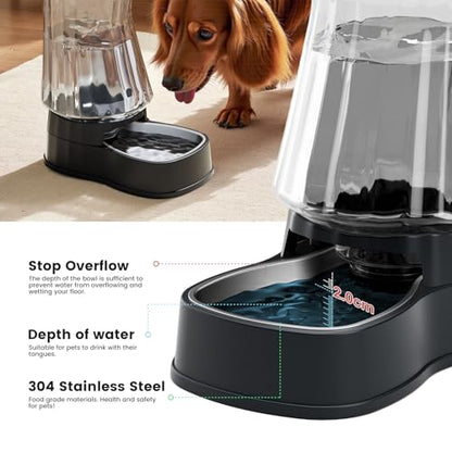 Automatic Dog Water Dispenser, Stainless Steel Bowls Feeder, 100% BPA-Free - color: Dark Grey, size: 1.6 Gallon