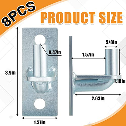 Dunzy 8 Pcs Wall Mount Gate Hinges, Heavy Duty Wall Plate Hinges for Farm Gates, Mount Gate Hinge with 5/8 Hinge Pin Outdoor Chain Link Fence