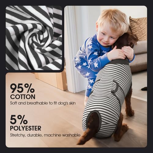 FUAMEY Dog Recovery Suit Male,Dogs Surgery Neuter Suits Puppy Spay Shirts for Female Protect Dog's Skin Anti Licking Abdominal Wounds Doggie Onesie Pet Bodysuit Alternative to Cone Gray Stripes XS - color: Grey Stripes, size: Xs(back:8.3-11.4in,wt:4-7lbs)