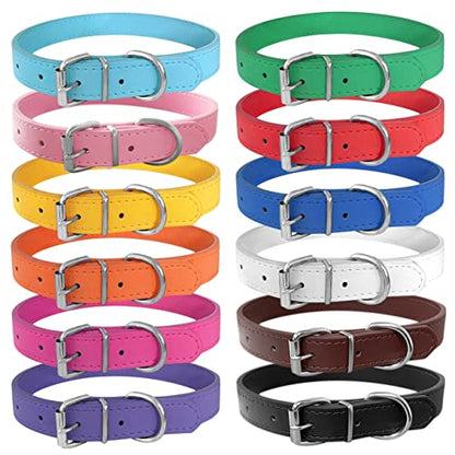 Puppy Collar for Litter Adjustable Leather ID Collars for Puppy Small Dog - size: L(Neck:14''~18'')
