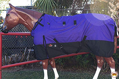 Pony Horse Turnout Blanket HILASON 600D Waterproof Winter Ripstop 400g Fill Belly Wrap Shoulder Gusset Tail Flap - color: Purple, size: 50 In