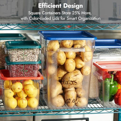 CURTA 8-Pack 2 Qt NSF Clear Polycarbonate Food Storage Containers with Green Lids - Square, Commercial-Grade, Freezer & Dishwasher Safe, Stackable - color: 2.0 Qt 8-Pack(Green Lids)