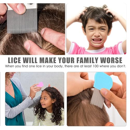 LABOTA 9 Pcs Lice Combs, Flea Combs, Hair Comb Double Sided Fine Tooth Combs, Removal Dandruff Comb with Metal Teeth, Stainless Steel Louse and Nit Comb for Head Lice Treatment