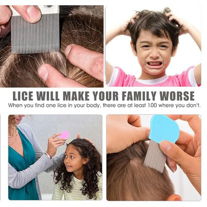 LABOTA 9 Pcs Lice Combs, Flea Combs, Hair Comb Double Sided Fine Tooth Combs, Removal Dandruff Comb with Metal Teeth, Stainless Steel Louse and Nit Comb for Head Lice Treatment