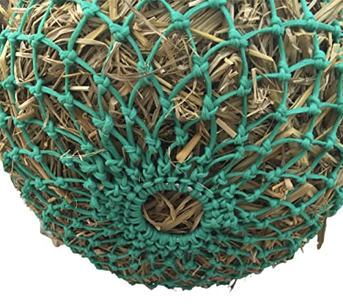 Majestic Ally 2 Pcs 1.25”x1.25” Holes Ultra Slow Feed 40” Very Sturdy Hay Net with Bottom Ring for Goat, Sheep and Livestock Simulatr grazing, Reduces Waste (Turquoise) - color: Turquoise