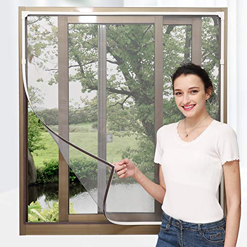 NeatiEase Adjustable DIY Magnetic Window Screen Max 72” x 48” Fits Any Size Smaller White Frame Fiberglass Mesh with Extra Accessories - size: 72"x48"