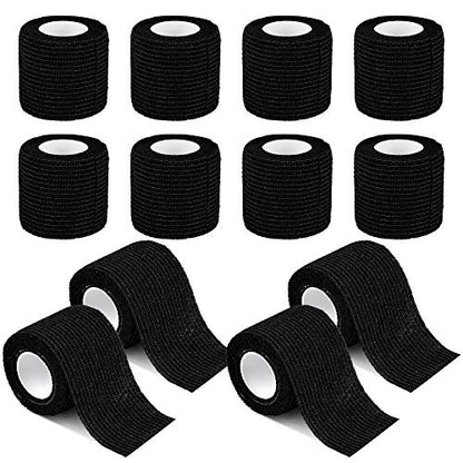 12 Pack Self Adherent Cohesive Wrap Bandages 2 Inches X 5 Yards, First Aid Tape, Elastic Self Adhesive Tape, Athletic, All Sports wrap Tape, Breathable Wound Tape, Bandage Wrap for Wrist, Ankle, Black - size: 12 Count (Pack of 1)