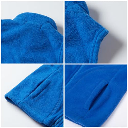 Mud Kingdom Boys Girls Polar Fleece Vest Jacket Ligntweight Plain Vest Full Zipper Sleeveless - color: Blue, size: 10